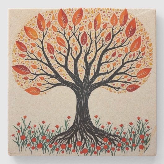 Lebensbaum Steinuntersetzer (Vorderseite)