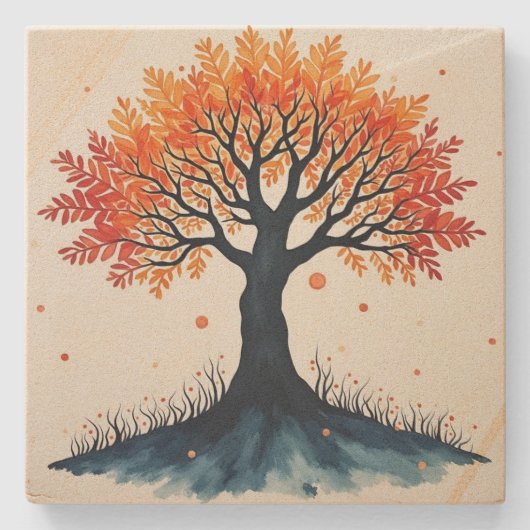 Lebensbaum Steinuntersetzer (Vorderseite)