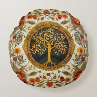 Lebensbaum von Kedoki Orange Green White Throw Pi Rundes Kissen