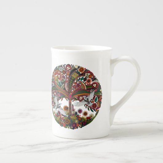 Lebensbaum weiß porzellantasse (Rechts)