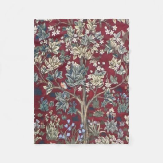 Lebensbaum William Morris Red Fleecedecke (Vorderseite)