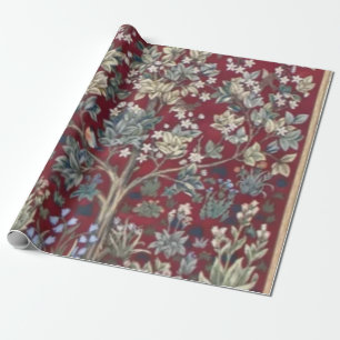 Lebensbaum William Morris Red Geschenkpapier