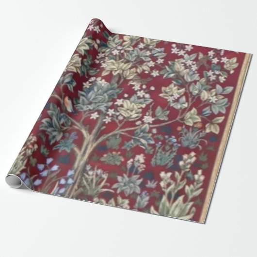 Lebensbaum William Morris Red Geschenkpapier (Ungerollt)