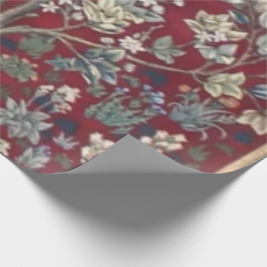 Lebensbaum William Morris Red Geschenkpapier (Ecke)