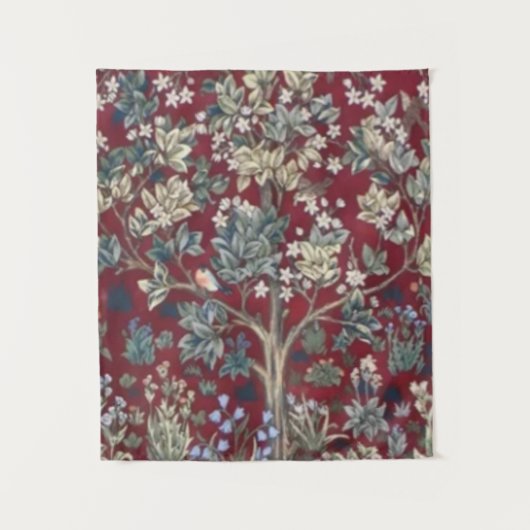 Lebensbaum William Morris Red Wandteppich (Vorderseite)