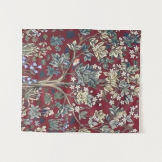 Lebensbaum William Morris Red Wandteppich (Vorderseite (Horizontal))