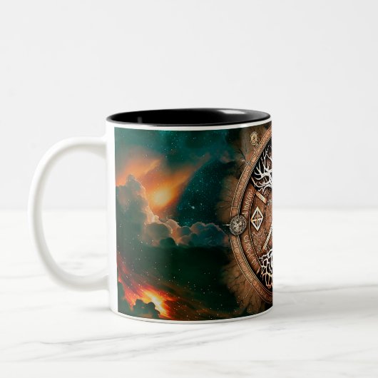 Lebensbaum Yggdrasil Zweifarbige Tasse (Links)