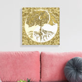Lebensbaum Yin Yang Gold Mandala Leinwanddruck (Insitu (Wohnzimmer))