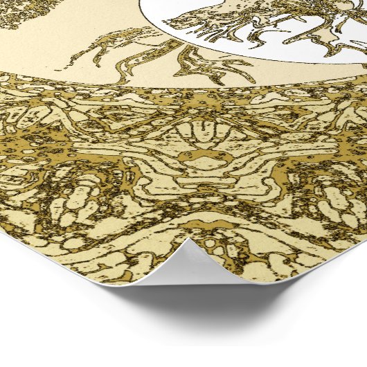 Lebensbaum Yin Yang Gold Mandala Poster (Ecke)