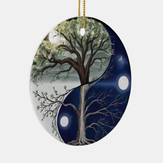 Lebensbaum Yin Yang Keramik Ornament (Rechts)