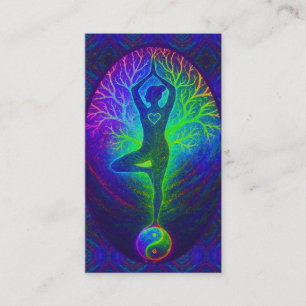 Lebensbaum Yoga in Regenbogenfarben Visitenkarte
