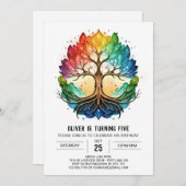 Lebensbaum zum Geburtstag Einladung (Vorne/Hinten)