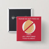 Lebensbedrohendes Ei-Allergie-Button, füttern Button (Vorne & Hinten)