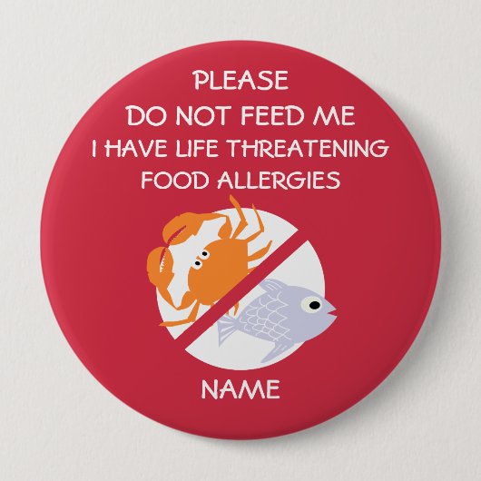 Lebensbedrohendes Fisch-Allergie-Button, füttern Button (Vorderseite)