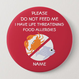 Lebensbedrohendes Fisch-Allergie-Button, füttern Button