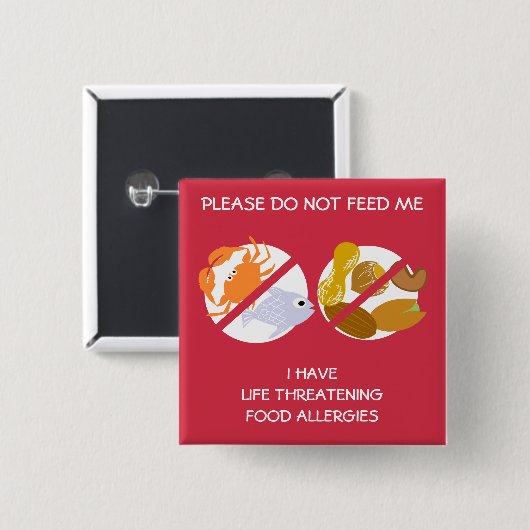 Lebensbedrohendes Fisch-und Nuss-Allergie-Button, Button (Vorne & Hinten)