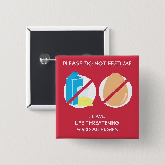 Lebensbedrohendes Molkerei-und Ei-Allergie-Button, Button (Vorne & Hinten)