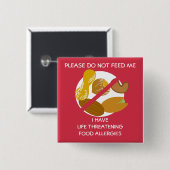 Lebensbedrohendes Nuss-Allergie-Button, füttern Button (Vorne & Hinten)