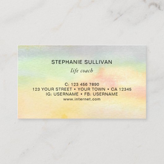 Lebensbegleiter QR Code Botanische Wasserfarbe Visitenkarte (Rückseite)