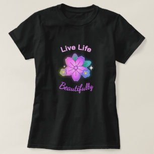 Lebensbejahendes Statement mit floralem Design T-Shirt