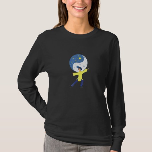 Lebensbilanz Tai Chi Yin Yang Design T-Shirt (Vorderseite)