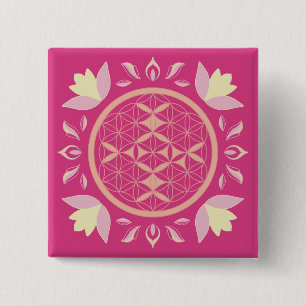 Lebensblume rosa button