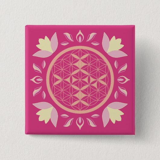 Lebensblume rosa button (Vorderseite)