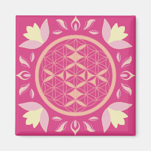 Lebensblume Rosa Magnet