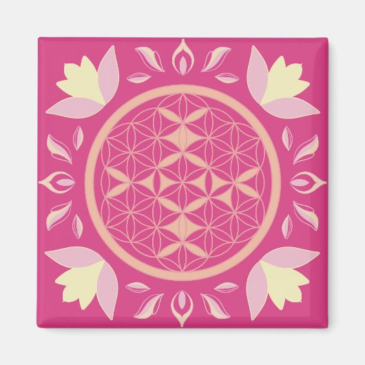 Lebensblume rosa magnet (Vorne)