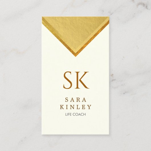 Lebenscoach Monogramm Faux-Gold Visitenkarte (Vorderseite)