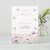 Lebensdauer der Brautparty-Wildblume von Schmetter Einladung (Stehend Vorderseite)