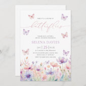 Lebensdauer der Brautparty-Wildblume von Schmetter Einladung (Vorne/Hinten)