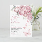 Lebensdauer der Schmetterlinge Rosa Brautparty Einladung (Stehend Vorderseite)