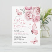 Lebensdauer der Schmetterlinge Rosa Brautparty Einladung (Stehend Vorderseite)