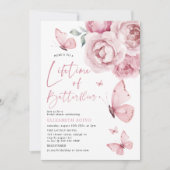 Lebensdauer der Schmetterlinge Rosa Brautparty Einladung (Vorderseite)