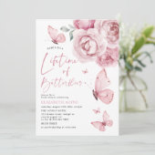 Lebensdauer der Schmetterlinge Rosa Brautparty Einladung (Stehend Vorderseite)