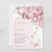 Lebensdauer der Schmetterlinge Rosa Brautparty Einladung (Vorderseite)