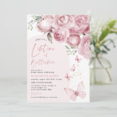 Lebensdauer der Schmetterlinge Rosa Brautparty Einladung (Stehend Vorderseite)