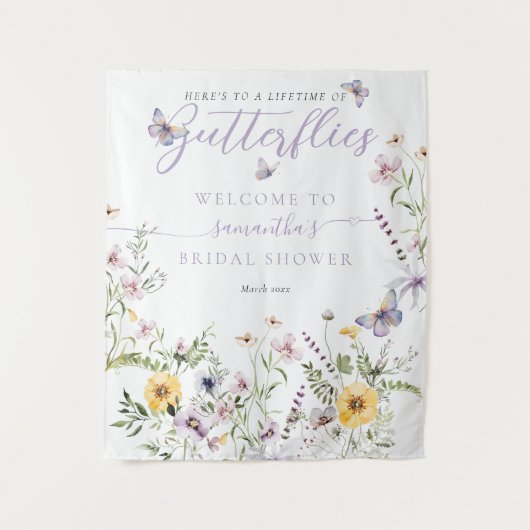 Lebensdauer des Lila bloralen Brautparty von Butte Wandteppich (Vorderseite)