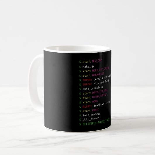Lebensdauer eines Programmierers| Codierung Geek G Kaffeetasse (Vorderseite Links)