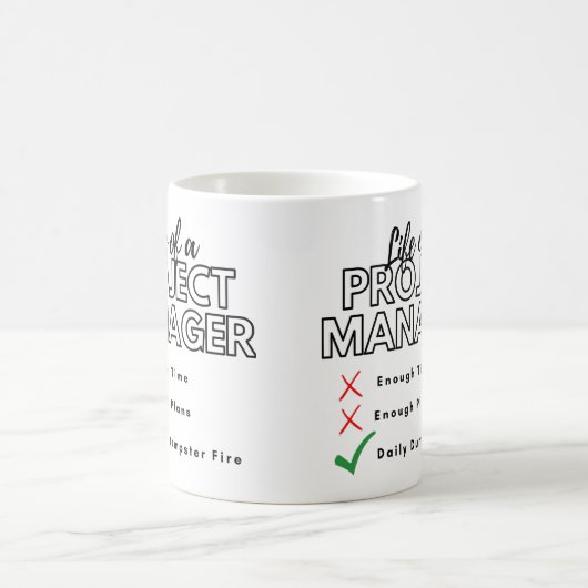 Lebensdauer eines Projektleiters, der das Feuer en Kaffeetasse (Mittel)