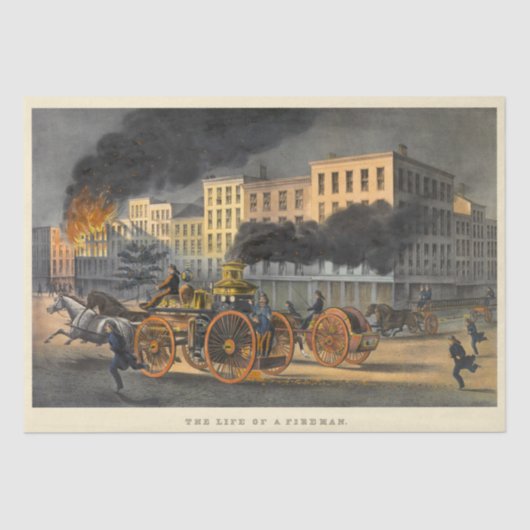 Lebensdauer eines Vintagen Feuerbilds Seidenpapier (Vorderseite)