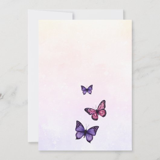 Lebensdauer von Schmetterlingen lila Brautparty Einladung (Rückseite)