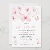 Lebensdauer von Schmetterlingen Rosa-Gold-Brautpar Einladung (Vorderseite)