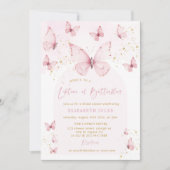 Lebensdauer von Schmetterlingen Rosa-Gold-Brautpar Einladung (Vorderseite)
