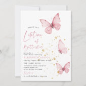 Lebensdauer von Schmetterlingen Rosa-Gold-Brautpar Einladung (Vorderseite)