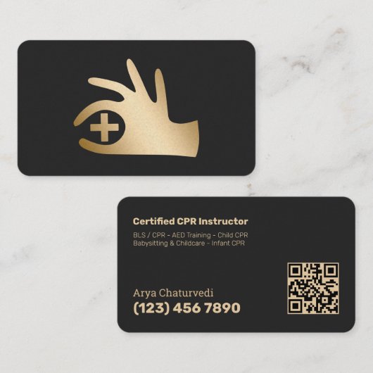 Lebensdauernder CPR-Instructor QR Visitenkarte (Vorne/Hinten)