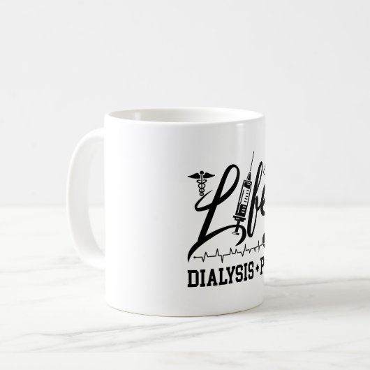 Lebensdialyse + PCT Dialyse Technischer Arzt Kaffeetasse (Vorderseite Links)