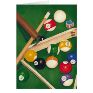 Lebensechte Billard-Tabelle mit Bällen und Kreide