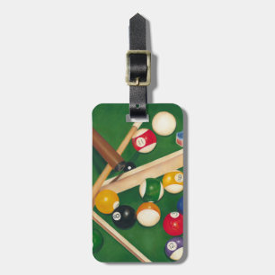 Lebensechte Billard-Tabelle mit Bällen und Kreide Gepäckanhänger